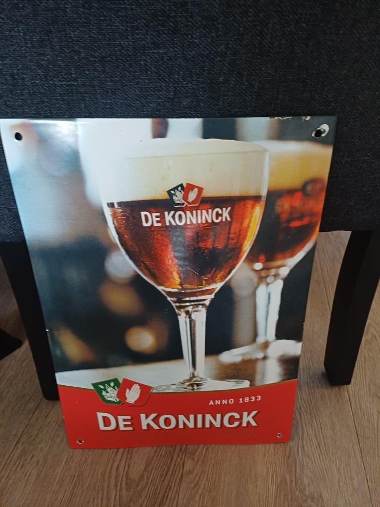 Emaille bord De Koninck bier te koop of evt te ruil, Verzamelen, Biermerken, Ophalen of Verzenden, Gebruikt, Reclamebord, Plaat of Schild