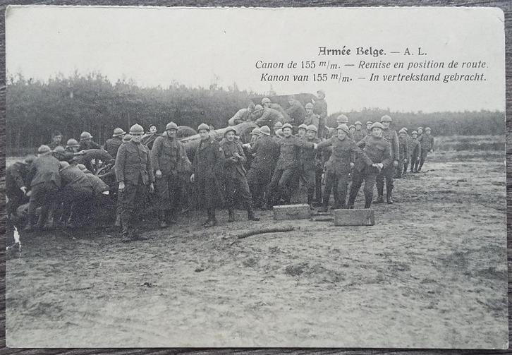 Om 1915 - 1920 Ansichtkaart Postkaart Belgie Soldaat Kanon, Verzamelen, Militaria | Algemeen, Landmacht, Foto of Poster, Overige gebieden