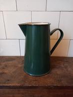 vintage emaille kan, oud donkergroen, brocante decoratie, Verzenden