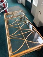 Vintage Rotan Salontafel met Glazen Blad, Huis en Inrichting, Tafels | Salontafels, Ophalen, Gebruikt, 100 tot 150 cm, Glas