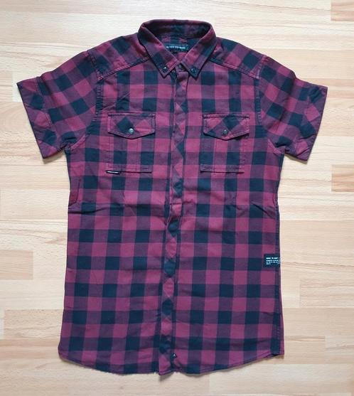 Zwart met bordeauxrood geruit blousje v Ashes to dust maat S, Kleding | Heren, Overhemden, Zo goed als nieuw, Halswijdte 38 (S) of kleiner