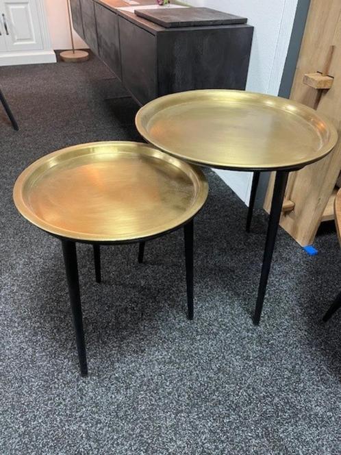 Goud met zwart kleurige salontafelsetje, Huis en Inrichting, Tafels | Salontafels, Zo goed als nieuw, 50 tot 75 cm, 50 tot 100 cm