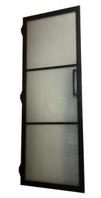 Moderne Zwarte Staallook binnendeur met glas, Ophalen, 80 tot 100 cm, 215 cm of meer, Binnendeur