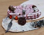 Boho armbanden set roze Paris & Angelwing, Overige materialen, Met bedels of kralen, Ophalen of Verzenden, Roze