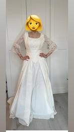 Trouwjurk maat 36 met sluier, Ophalen of Verzenden, Gedragen, Wit, Trouwjurk