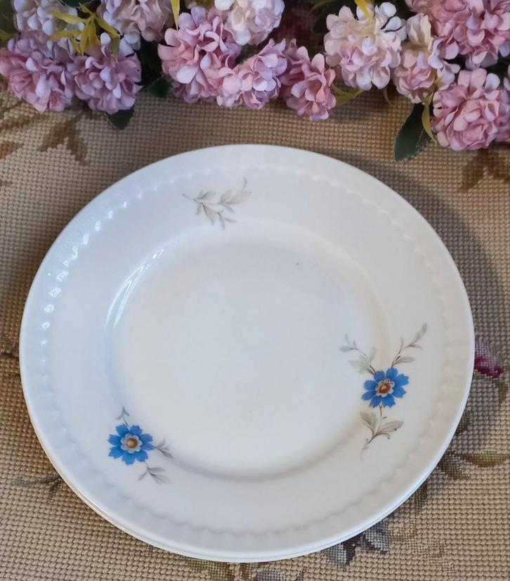 Set van 2 brocante bordjes, blauwe bloem, Mosa, 5 poortjes, Antiek en Kunst, Curiosa en Brocante, Ophalen of Verzenden