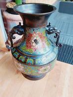 Oude Japanse cloisonne vaas met olifanten oren, Ophalen of Verzenden