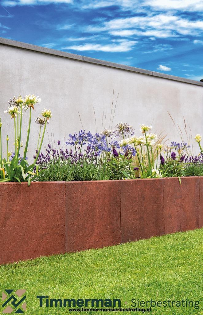 L-elementen, Corten, 50cm breed, div. hoogtes, Grijs, Zwart, Tuin en Terras, Tegels en Klinkers, Nieuw, Terrastegels, Beton, Ophalen of Verzenden