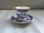 Antieke Engelse Kop en Schotel Willow Pattern, Antiek en Kunst, Antiek | Servies los, Ophalen of Verzenden