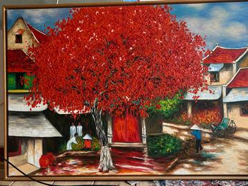 Vietnam tafereel schilderij (origineel) beschikbaar voor biedingen