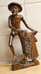 Balinees Beeldhouwwerk, Houtsnijwerk Balinese visser, Antiek en Kunst, Ophalen of Verzenden