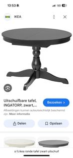 Inga top IKEA tafel zwart rond uitschuif, Huis en Inrichting, Tafels | Eettafels, Ophalen, Overige materialen, Semi landelijk door ronde poten