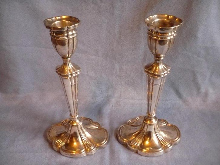 Schitterend stel antieke 1e gehalte zilveren kandelaars, Antiek en Kunst, Antiek | Goud en Zilver, Zilver, Ophalen of Verzenden
