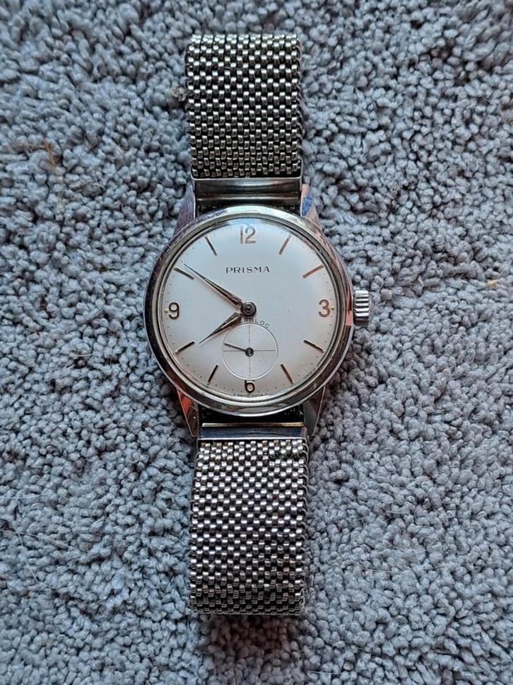 Vintage Prisma Dolphin 100 Herenhorloge Jaren 70, Sieraden, Tassen en Uiterlijk, Horloges | Heren, Gebruikt, Overige merken, Staal