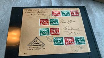 Prachtige brief 1947 met complete serie 379a/b/c/d Stempels! beschikbaar voor biedingen