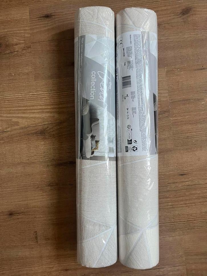 Vliesbehang met geometrisch print, Huis en Inrichting, Stoffering | Behang, Wit, minder dan 10 m², Ophalen