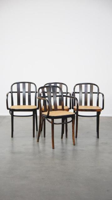 Set van 4 vintage houten design eetkamer/ bistro stoelen beschikbaar voor biedingen