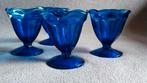 4 Anchor Hocking ijsparfait, ijscoupe glazen - kobalt blauw, Antiek en Kunst, Antiek | Glas en Kristal, Ophalen of Verzenden