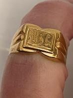 Geel gouden monogram ring 750-18 kt, Sieraden, Tassen en Uiterlijk, Antieke sieraden, Verzenden, Goud, Ring