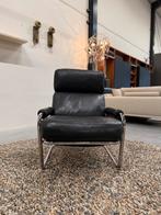 Gelderland meneer Oberman 601 Fauteuil zwart leer Stoel, Huis en Inrichting, Fauteuils, Nieuw, Ophalen of Verzenden, Gelderland