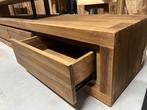 Audio tv-meubel 225cm, geborsteld teak, kast, AANBIEDING, Teakhout, Nieuw, Ophalen of Verzenden, 200 cm of meer
