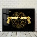 Glasschilderij - Art / Golden Versace Guns - 4 formaten, Nieuw, Foto of Poster, 100 tot 125 cm, Oorspronkelijke maker