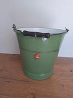 Licht groen emaille emmer met bies en sticker, Ophalen of Verzenden
