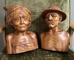 Originele Indonesische Houtsnijwerken Man + Vrouw, Antiek en Kunst, Kunst | Beelden en Houtsnijwerken, Ophalen