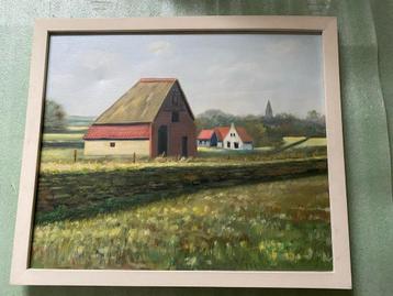 Schilderij Texelse Schapenboet Hogeberg gebied . beschikbaar voor biedingen