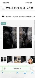 Wallfield Olifant Plexiglas Schilderij 2-delig 2x 40x60, Oorspronkelijke maker, Nieuw, Ophalen of Verzenden, Schilderij