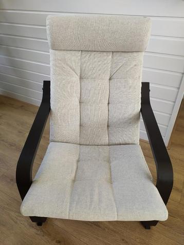 Ikea Poang Stoel Zwart/Bruin +kussen Gunnared beige Z.g.a.n  beschikbaar voor biedingen