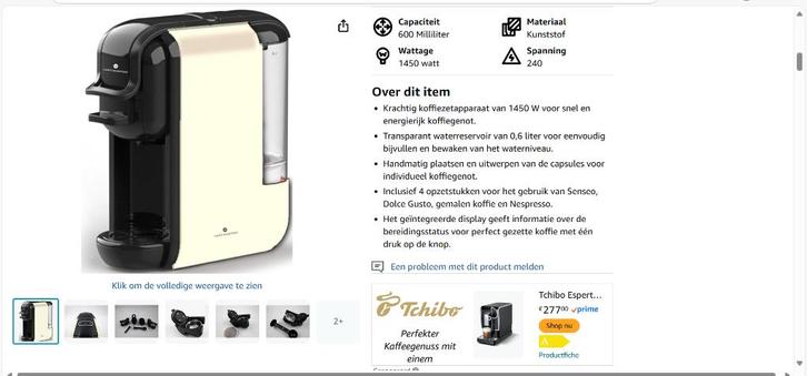 Efbe Schott multi compatibel koffieapparaat SC mcm 5000 CR, Witgoed en Apparatuur, Koffiezetapparaten, Zo goed als nieuw, Gemalen koffie