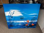 Prachtig schilderij blauw/neon waterkant, Ophalen of Verzenden