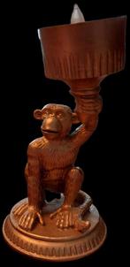 Waxinelichthouder aap goudkleurig met Lichtje, Overige materialen, Overige kleuren, Ophalen of Verzenden, Zo goed als nieuw