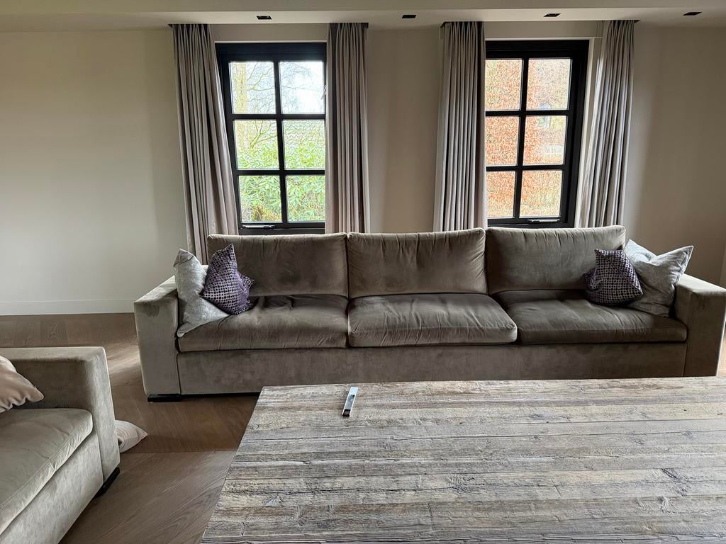 Eric Kuster Bank & Fauteuils - Beige Velours, Ophalen, Zo goed als nieuw, Stof
