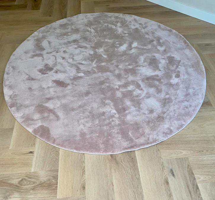 Velvet velours vloerkleed rond ZACHT ROZE 160CM ROND SALE!!!, Huis en Inrichting, Stoffering | Tapijten en Kleden, Zo goed als nieuw