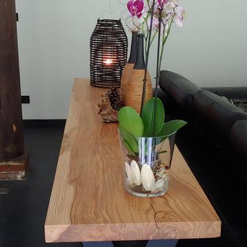 Boomstam side table, schaaldeel tafel ook salon of eettafel beschikbaar voor biedingen