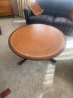 Antieke salon tafel met leer bekleed, Ophalen, Gebruikt, 100 tot 150 cm, 50 tot 100 cm