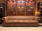 Chesterfield 5 zits cognac leer, Ophalen, Info@chesterfieldjunkie.nl, Zo goed als nieuw, Rechte bank