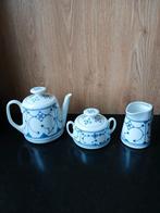 Saks blauw theepot met suiker en melkkan, Ophalen of Verzenden