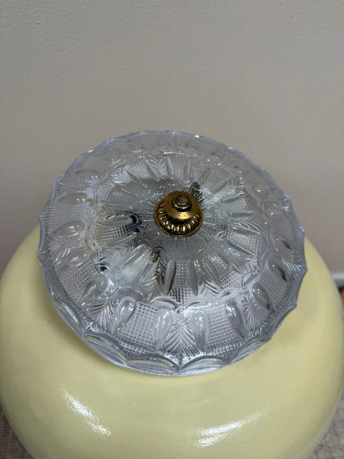 Vintage plafondlamp messing plafonnière glas goud wandlamp, Huis en Inrichting, Lampen | Plafondlampen, Zo goed als nieuw, Glas