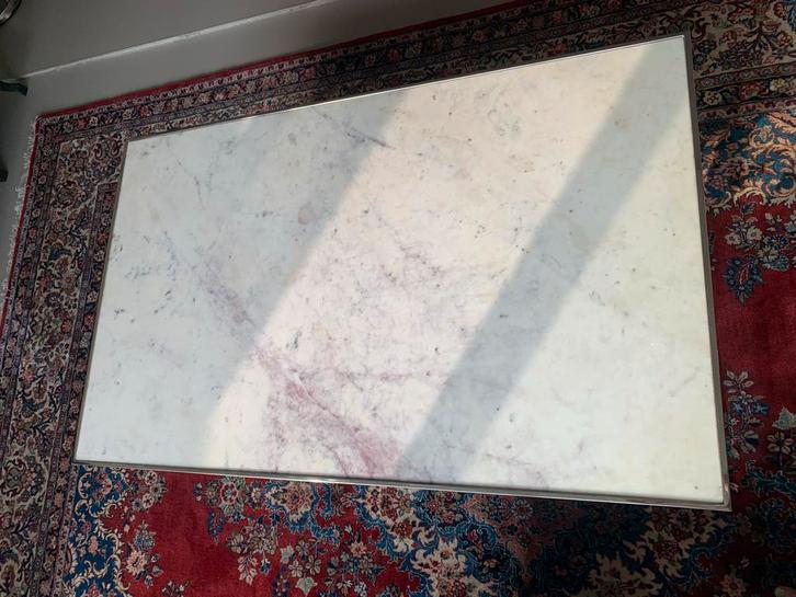 Richmond Marmer Salontafel - Chrome Onderstel, Huis en Inrichting, Tafels | Salontafels, Gebruikt, Minder dan 50 cm, 50 tot 100 cm