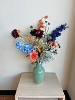 Zijden bloemen veldboeket + vaas, Ophalen of Verzenden, Zo goed als nieuw