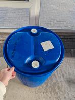 6x Blauwe kunststof vat / ton 200l, Kunststof, Gebruikt, 150 liter of meer, Ophalen of Verzenden