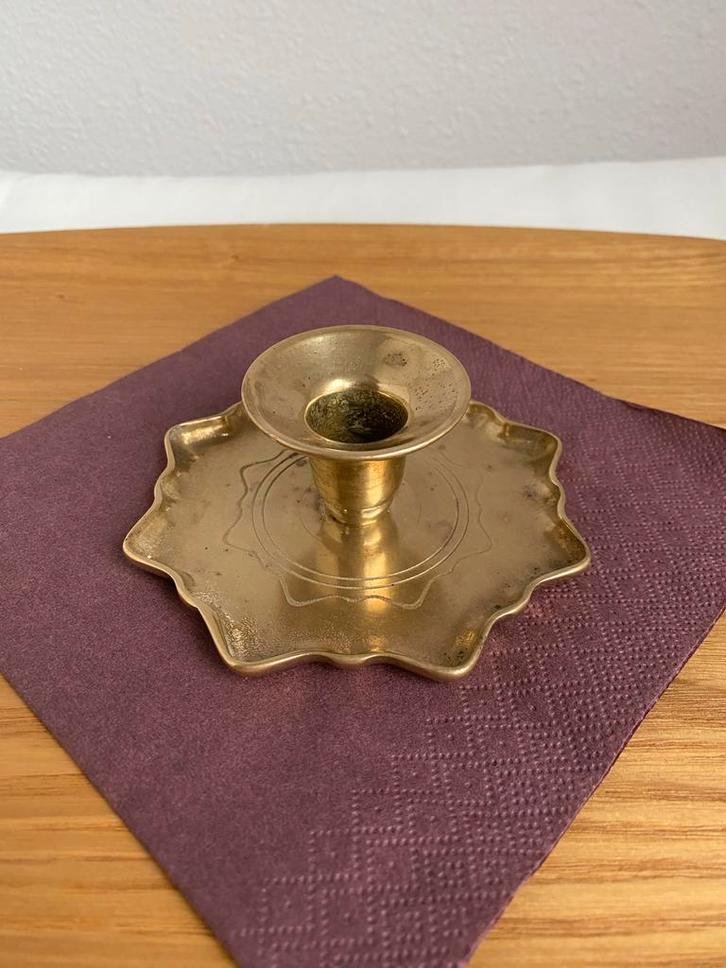 Vintage Messing Kandelaar - Sfeermaker!, Antiek en Kunst, Antiek | Kandelaars, Koper of Brons, Ophalen of Verzenden