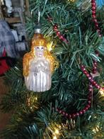 Antieke glazen kerstbal engel met gouden haar en vleugels, Diversen, Kerst, Ophalen of Verzenden, Gebruikt