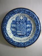 Groot bord Porceleyne Fles wapenspreuk Willem de Zwijger, Ophalen