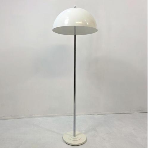 Bauhaus jaren 70 mushroom vloerlamp chrome met wit, Huis en Inrichting, Lampen | Vloerlampen, Gebruikt, 150 tot 200 cm, Kunststof