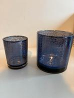 Blauwe waxinelichthouders / windlichten, Ophalen of Verzenden, Zo goed als nieuw, Overige materialen, Minder dan 25 cm