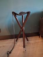 Jagerskruk met leren zitting, Gebruikt, Zwart, Vintage, Ophalen of Verzenden